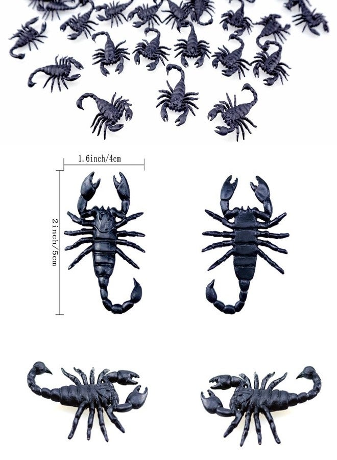 SaktopDeco 60 PCS Black Fake Plastic Scorpions Realistic Insects Prank Props Joke - Image 2